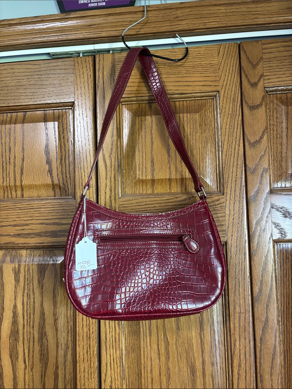 Liz Claiborne Red Croc-Embossed Shoulder Bag
